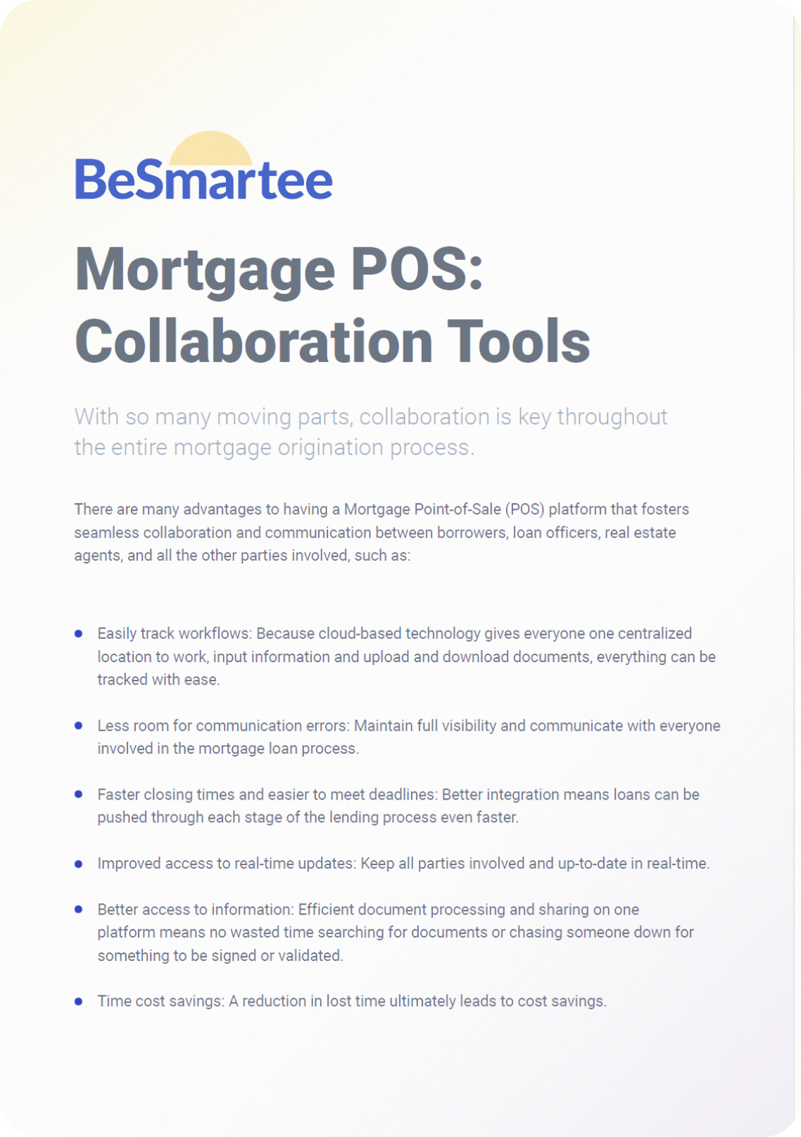 Mortgage POS: Collaboration Tools